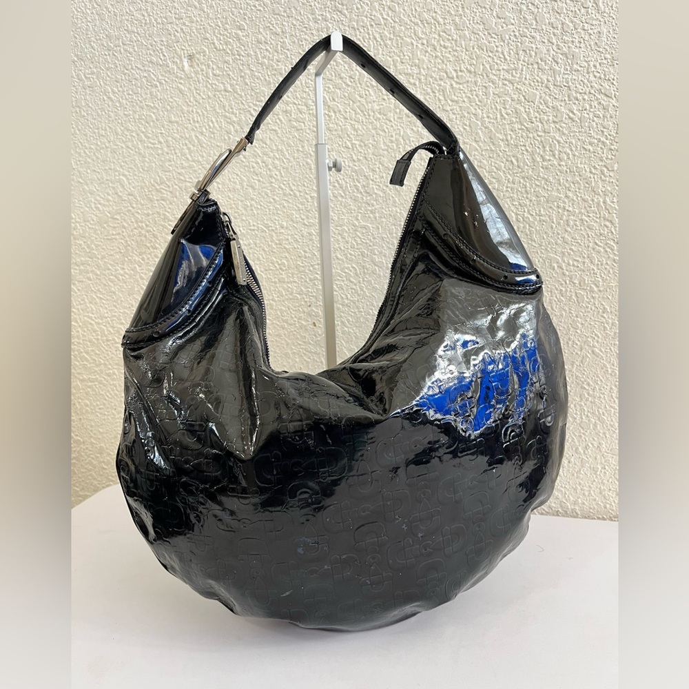 Gucci Black Patent Hobo Bag